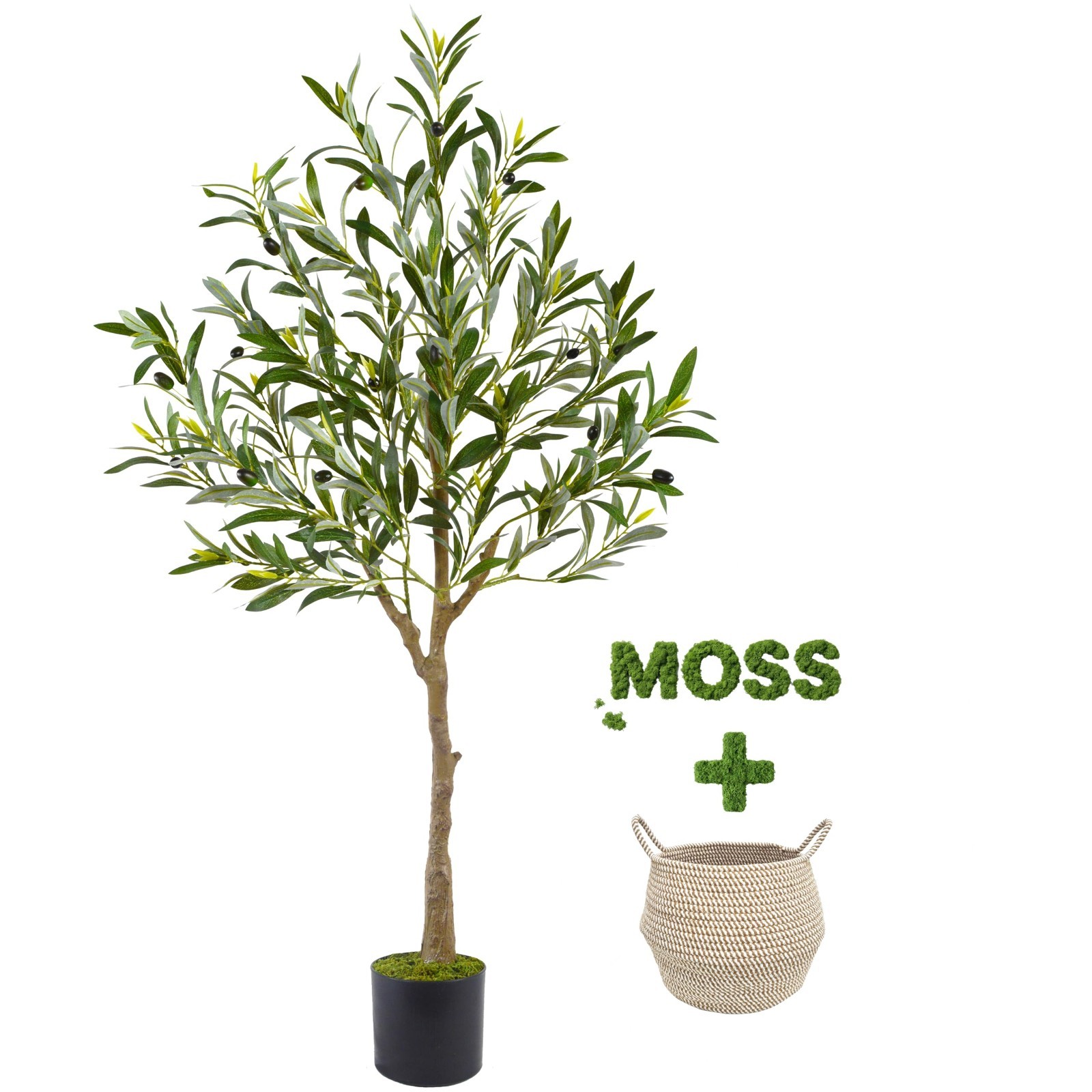 4ft Faux Olive Tree with Basket – Realistic Silk Plant for Indoor/Outdoor Décor