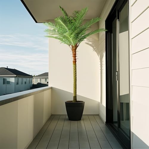 8ft Artificial Palm Tree – Tall Faux Tropical Plant with Adjustable Leaves for I