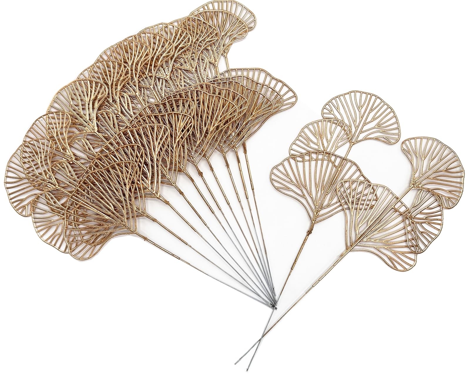 Golden Ginkgo Leaves Stems Christmas Decoration, Artificial Plants Fake Plast…