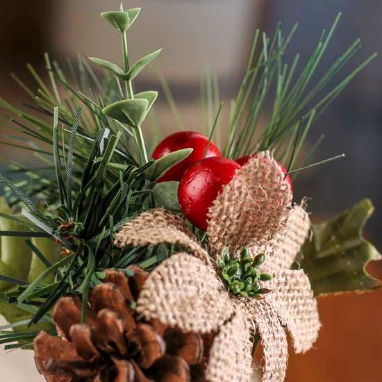 Pack of 6 Burlap Poinsettia, Pinecone and Berry 8-1/2″ Floral Picks