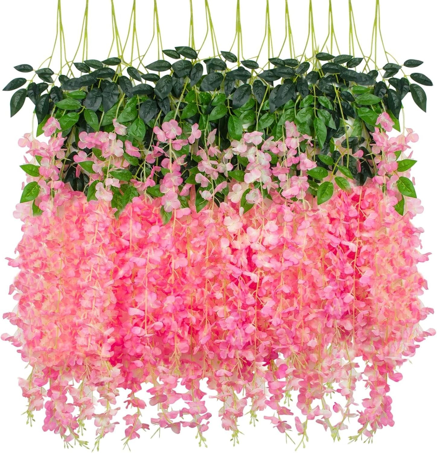 12 Pack Artificial Wisteria Hanging Flowers Fake Wisteria Flower Silk Vines R…