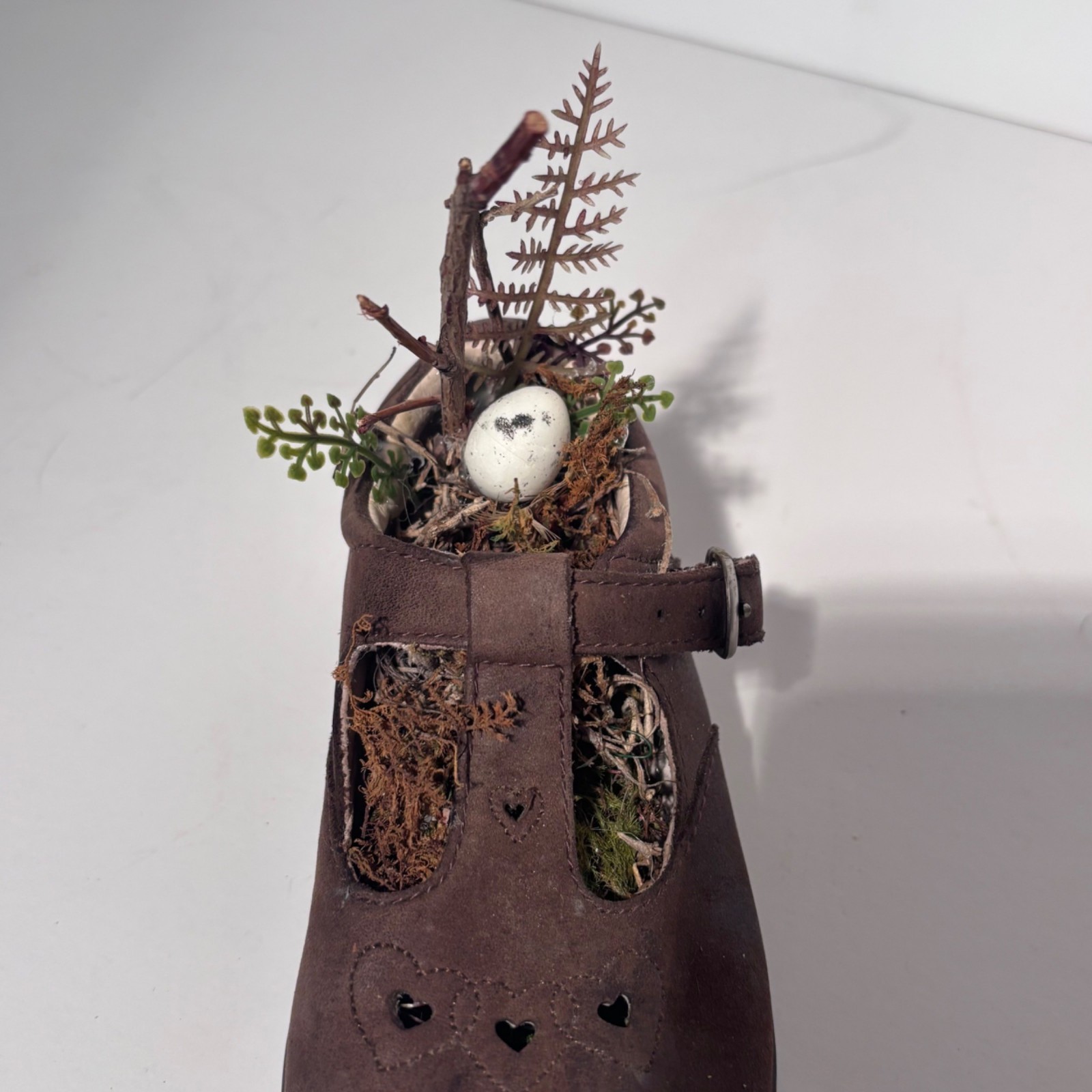 Child’s Shoe Assemblage with Secret Woodland Nest Whimsical Fairycore