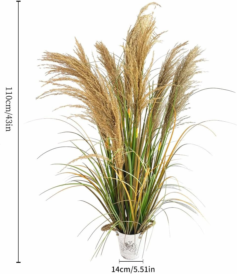 Alonfala 43″ Faux Pampas Grass – 2-Pack Indoor Decor for Home & Office