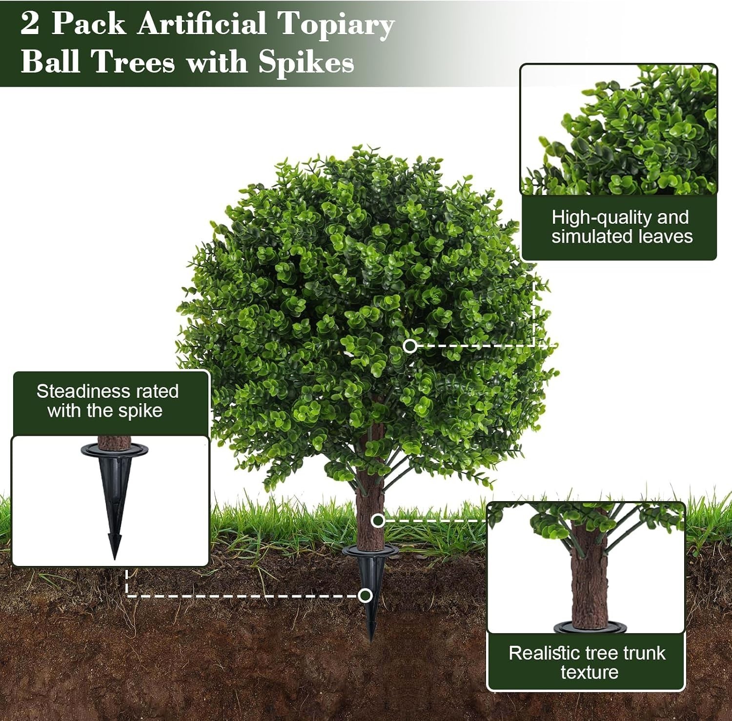 2 Pack UV Resistant Artificial Eucalyptus Boxwood Plants Outdoor | Ultra Real…