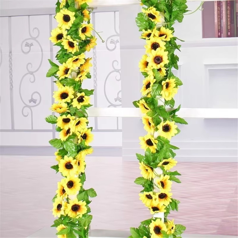 1/2/5PCS Artificial Sunflower Garland 260cm Wedding Floral Vine Decoration