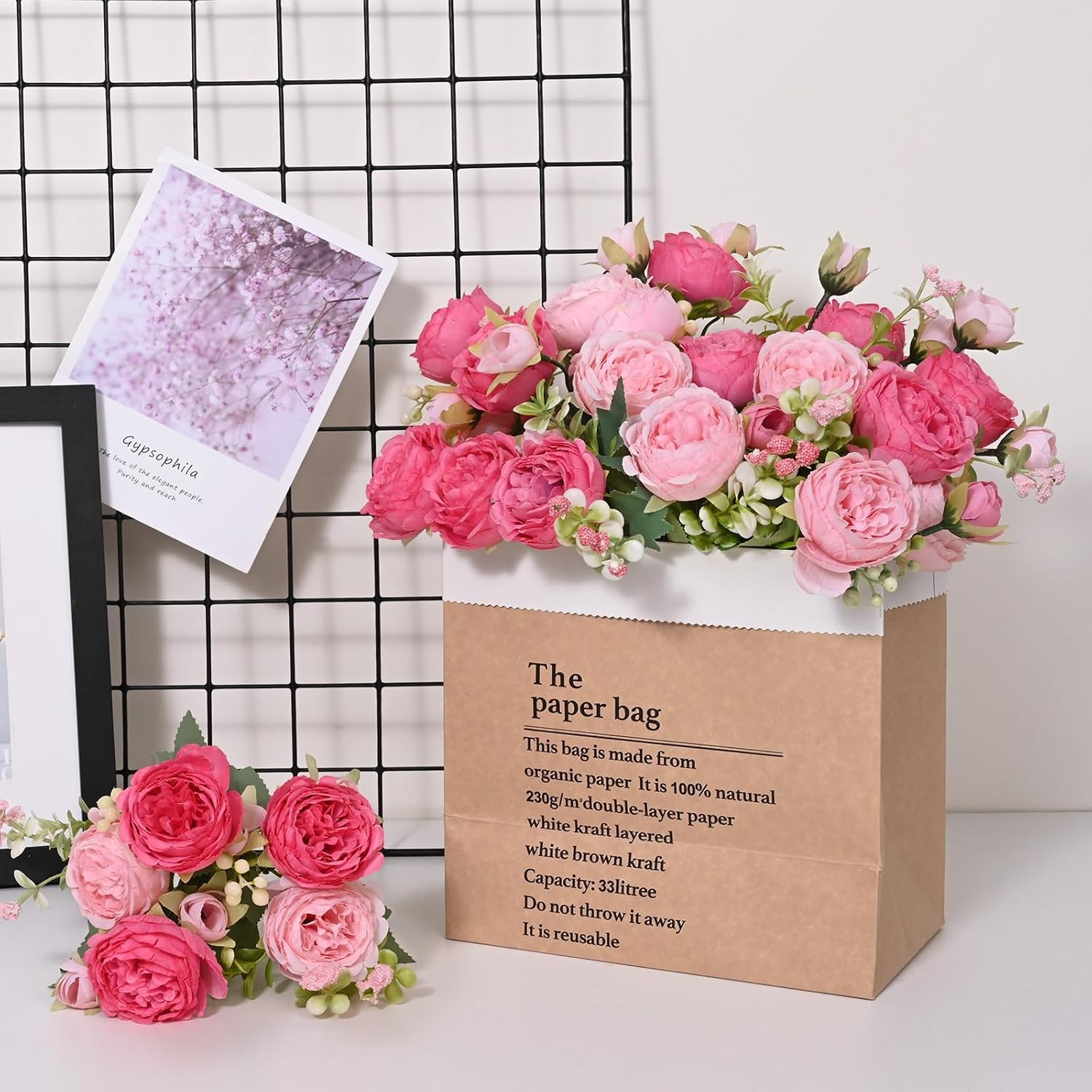 2 Pack Peonies Artificial Flowers Mixed Pink Artificial Peonies Silk Peonies