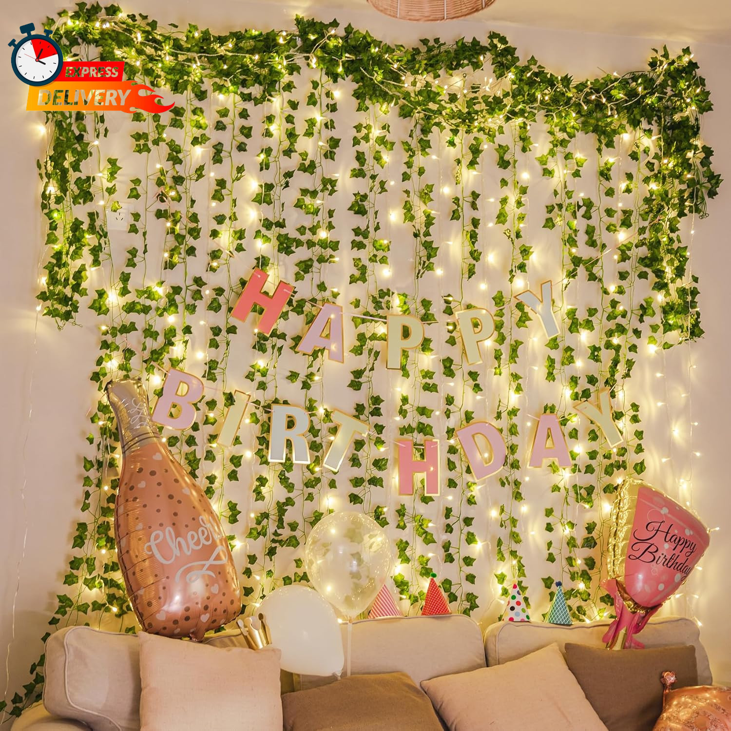 KASZOO 84Ft 12 Pack Artificial Ivy Garland Fake Plants, Vine Hanging Garland wit