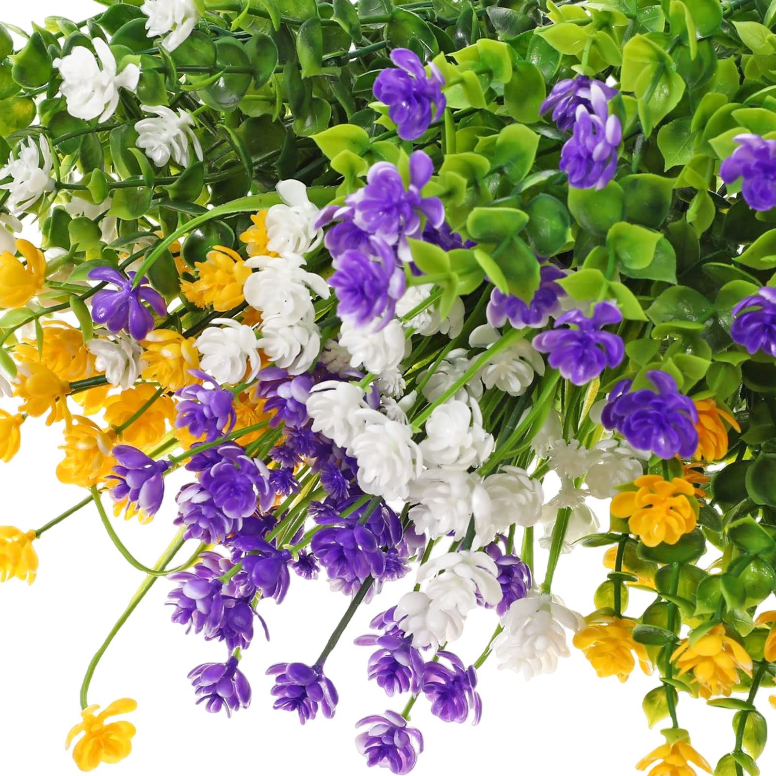 36 Bundles Artificial Flowers for Outdoor, UV Resistant Faux Artificial Plant…