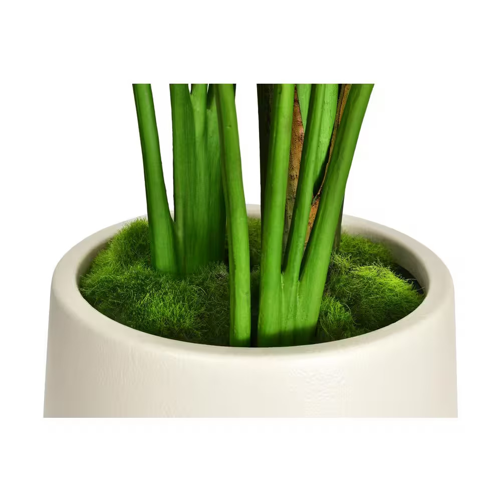 5 Ft. Artificial Banana Leaf Tree Bird of Paradise in White Decor Pot, Faux Gree