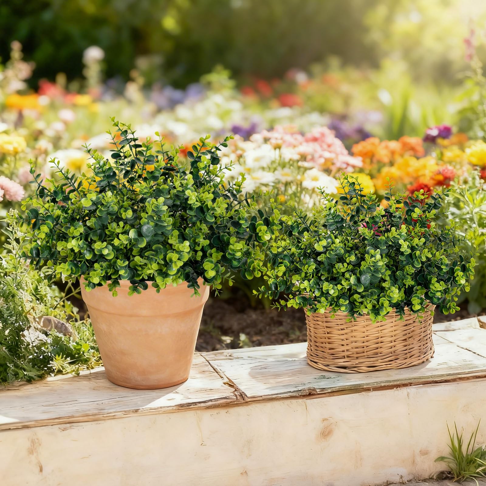 Best 17 Inch Artificial Plants Outdoor Faux Shrubs Eucalyptus Boxwood Grass UV