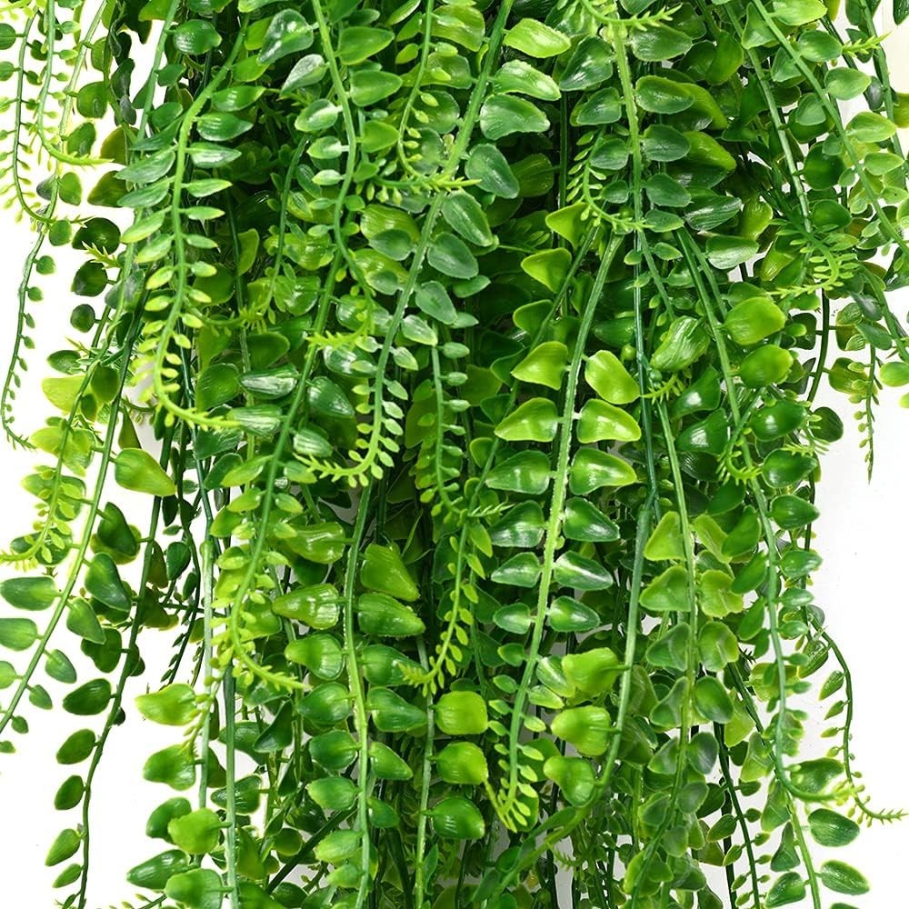 Durable Artificial Hanging Ferns – No Maintenance, UV Resistant 2-Piece Set