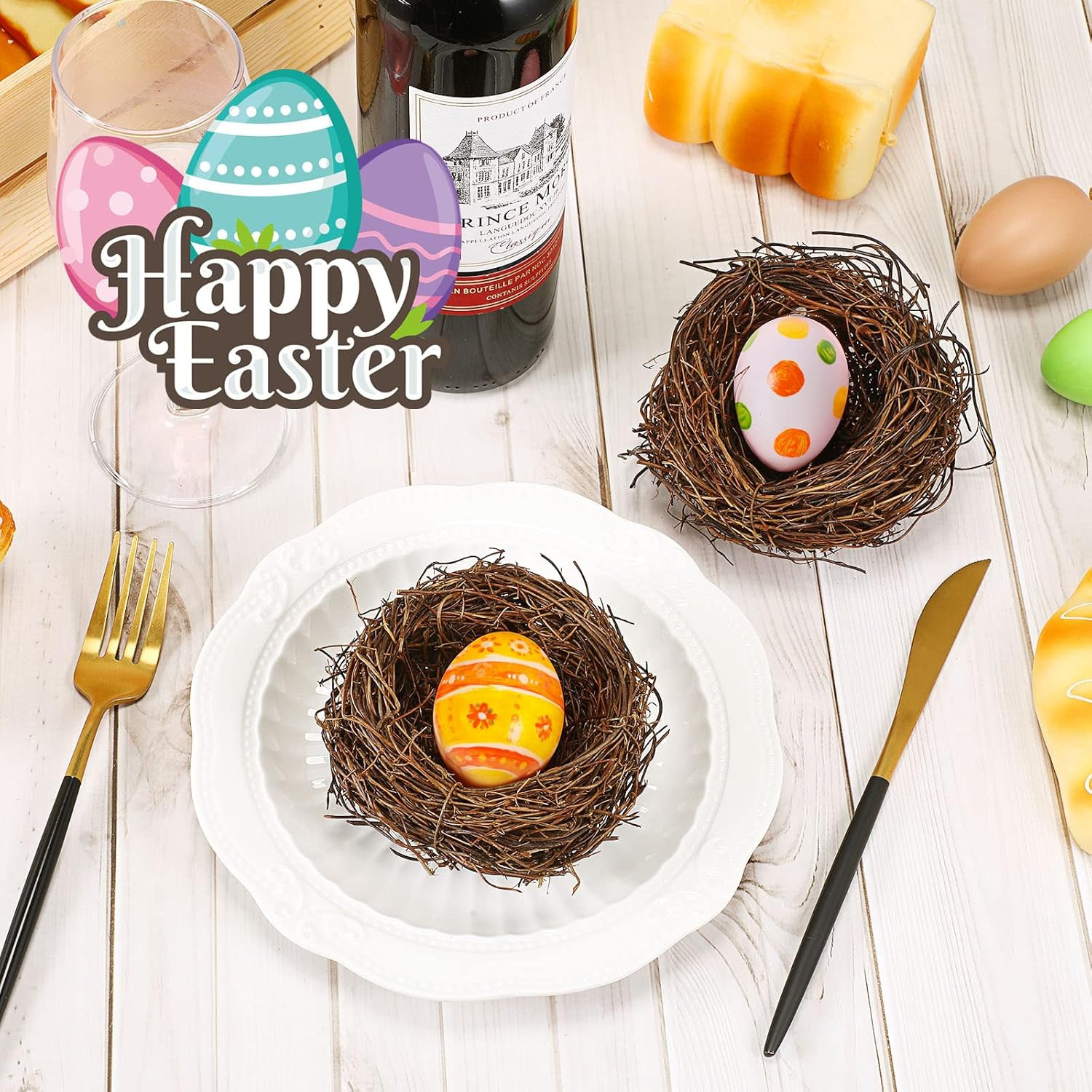 24 Pcs Artificial Bird Nests for Crafts Mini Faux Rattan Bird Nest Decoration fo