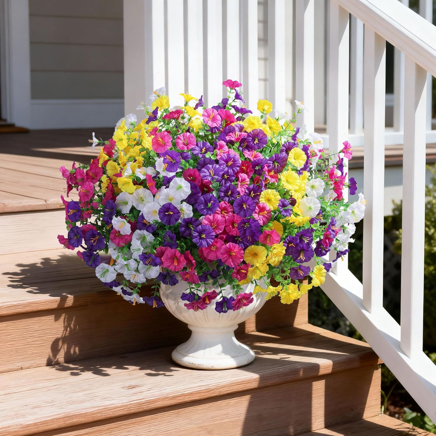 24 Bundles Artificial Flowers for Outdoors Faux Plants Summer Outdoor Decoration