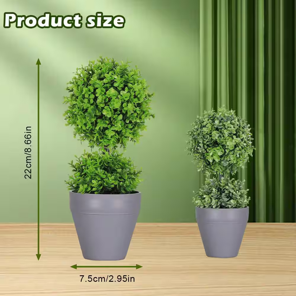 2 Pot 9 In. Green Artificial Mini Tree Grass Home Decoration