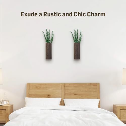 2 Pcs Wood Wall Planters,1.4”x3.3”x9.3”Farmhouse Wall Plant Pocket Vases