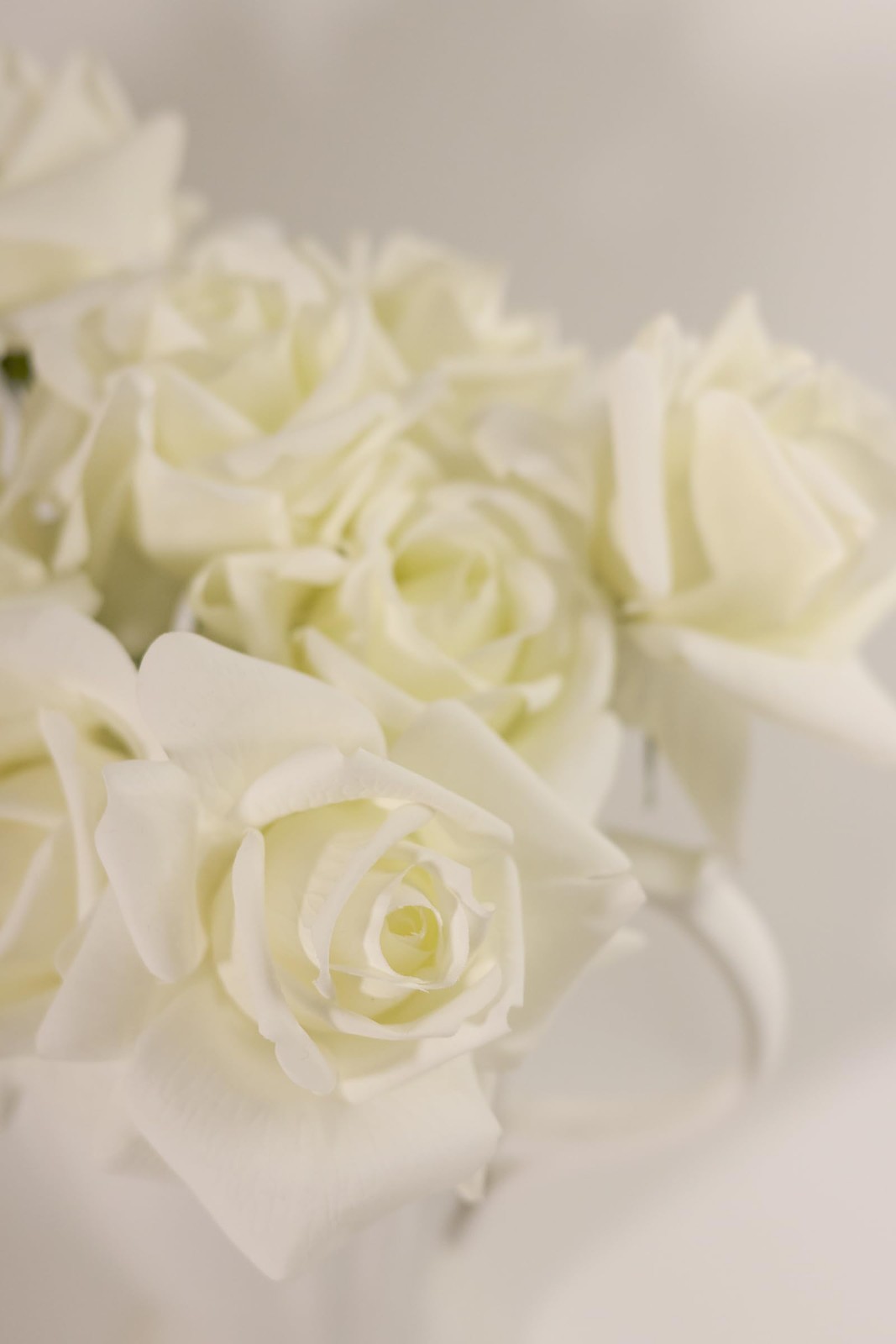 10 PCS Artificial White Roses Real Touch Mini Bouquet Wedding Centerpiece