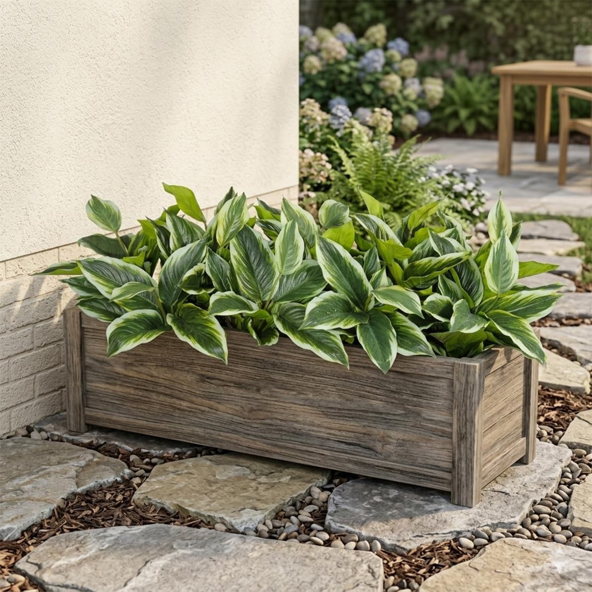12PCS Artificial Tropical Green Plants – 15.75″ Fake Hostas Outdoor Artificia…