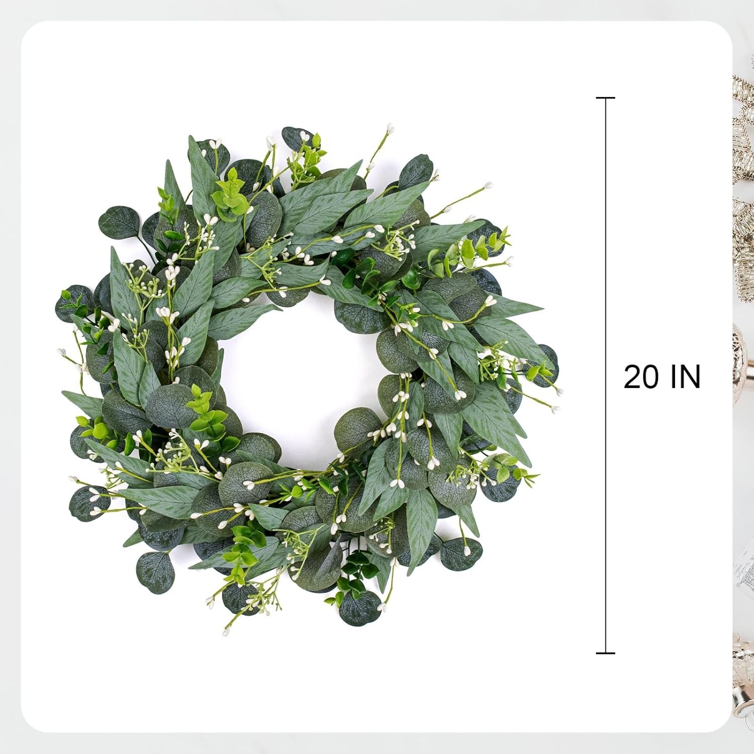 Versatile 20-Inch Green Wreath for Doors and Walls – Christmas & Spring Decor