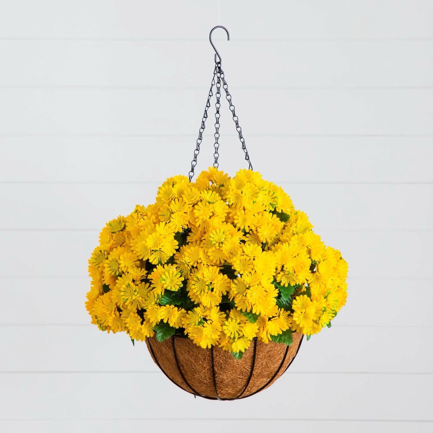 24” UV Resistant Artificial Chrysanthemum Hanging Basket Indoor/Outdoor