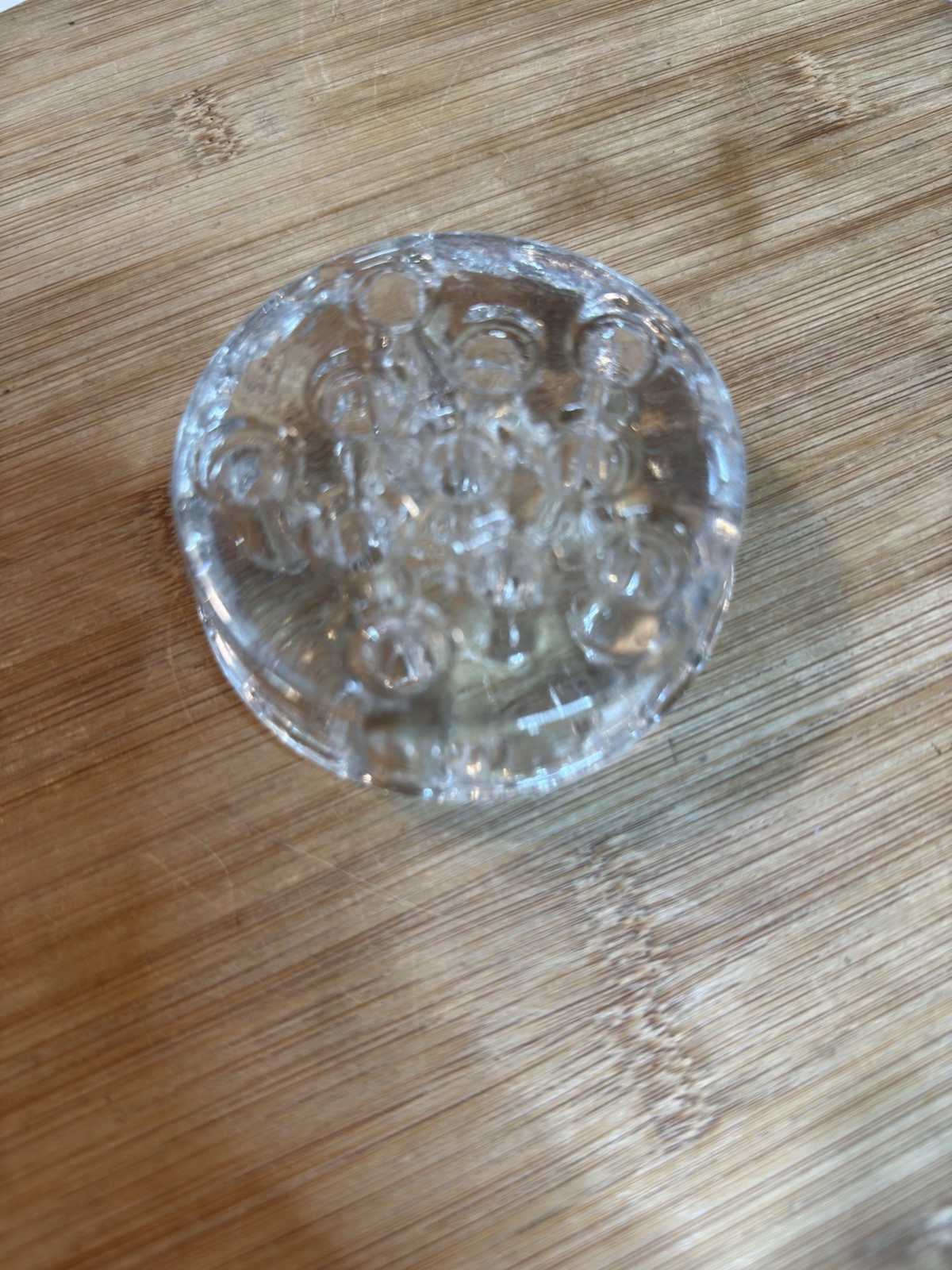 Vintage Clear Glass Flower Frog 3” Round Floral Arranger Multiple Stem Holder