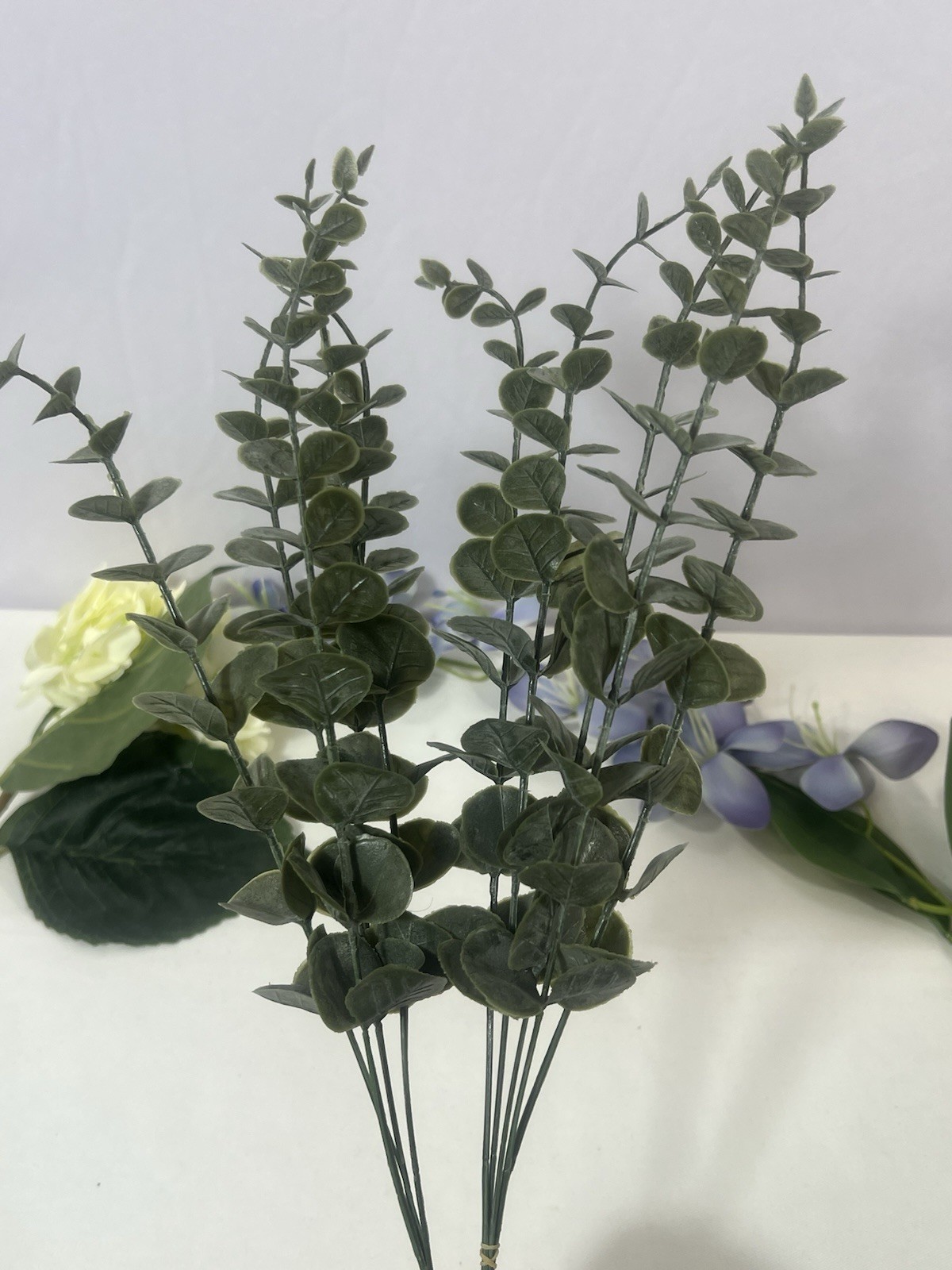 Set Of Assorted Artificial Floral Stems Hydrangea Blooms & Eucalyptus