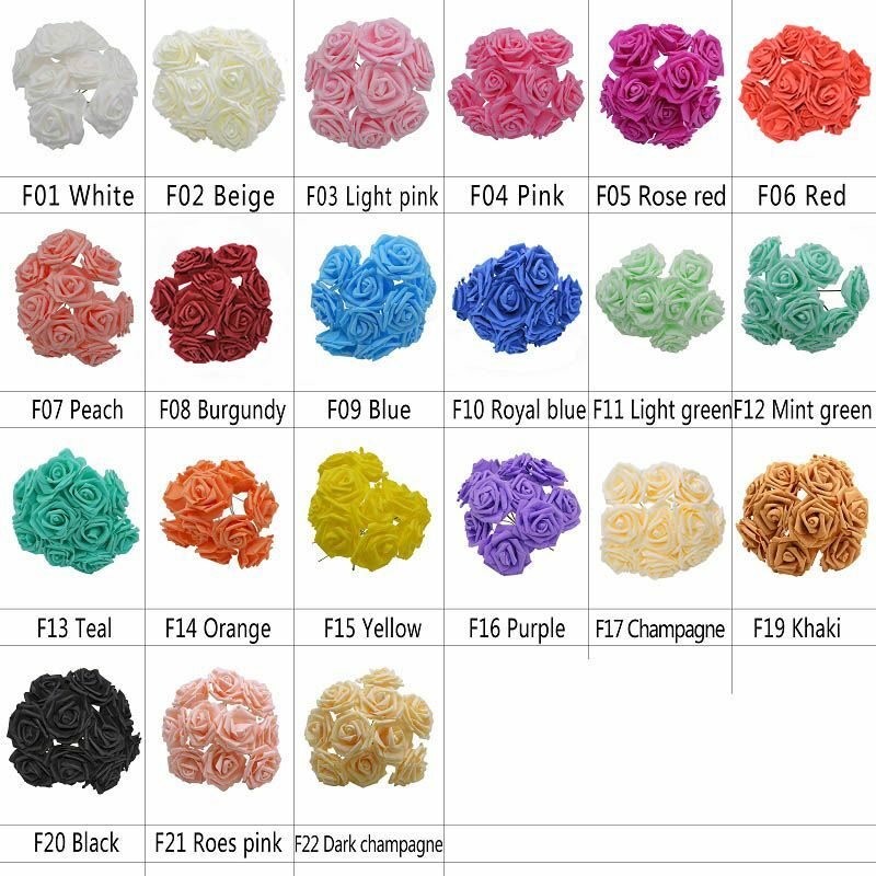 25 Heads 8CM Colorful Artificial PE Foam Rose Flowers Bride Home Bouquet Decor