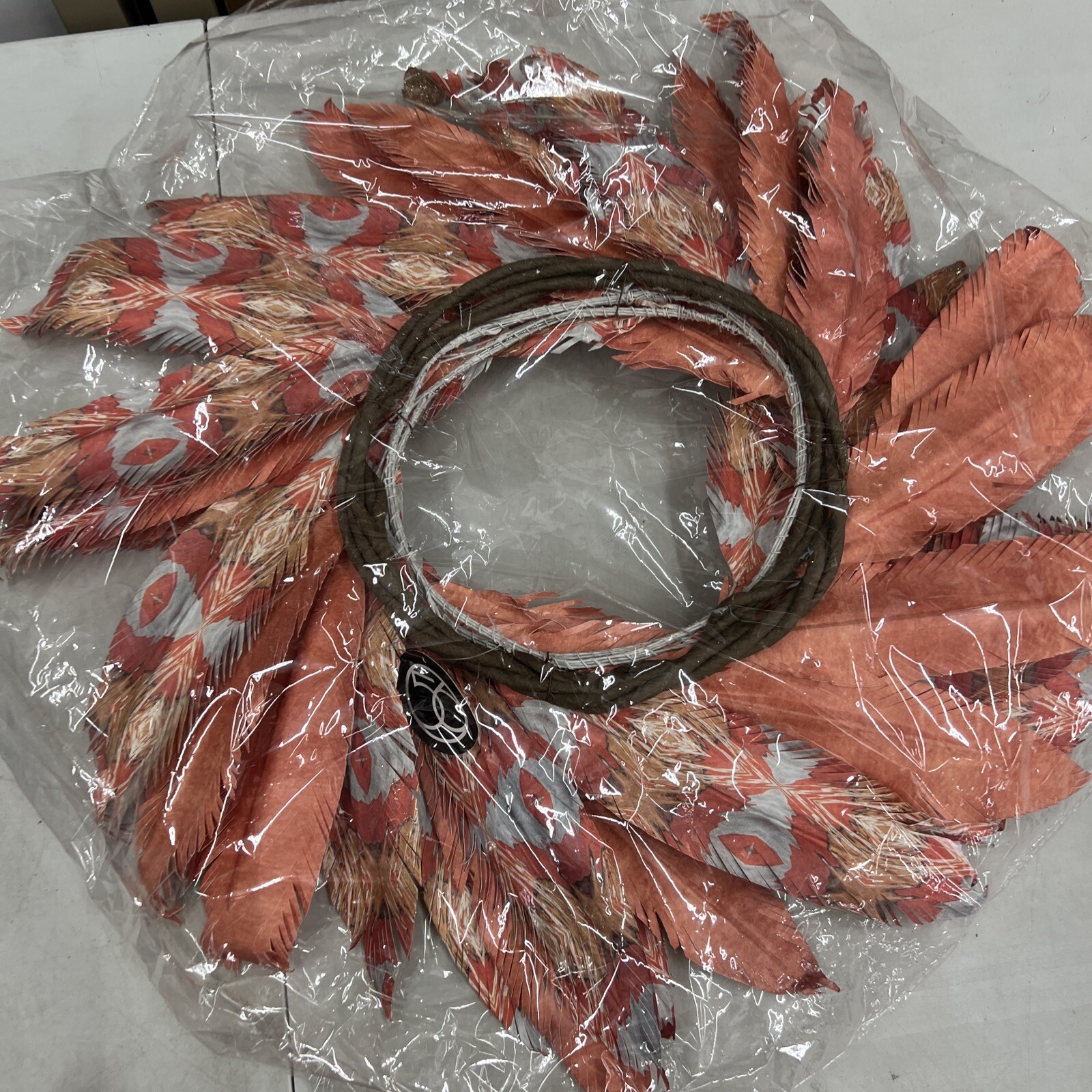 Lot Of 10 Dept 56 Coast Pacific Gold Watercolor Faux Feather Wreath Orange 24”