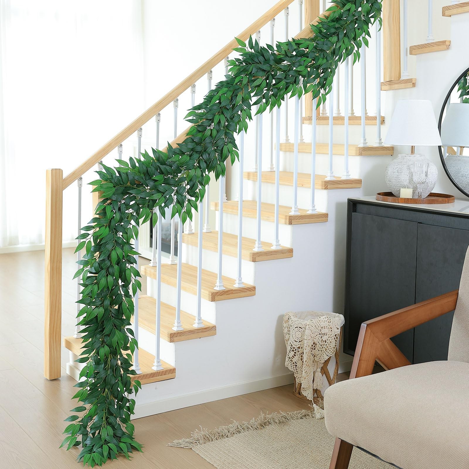 Artificial Vines Garland 6.5 Feet Faux Italian Ruscus Vine Greenery Garland S…