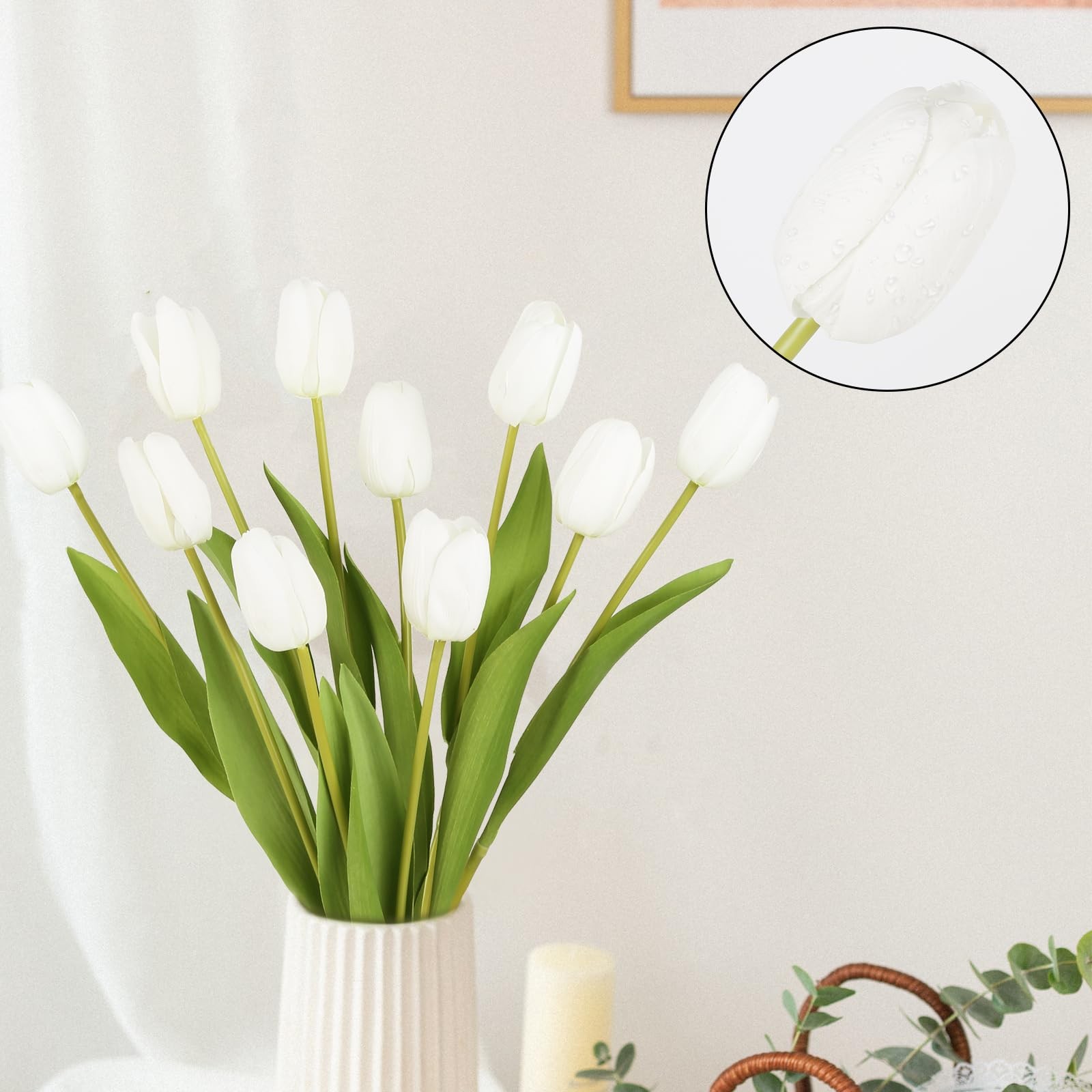 Artificial Tulips 10PCS Real Touch 18.9″ Latex Flowers – Wedding Party Decor