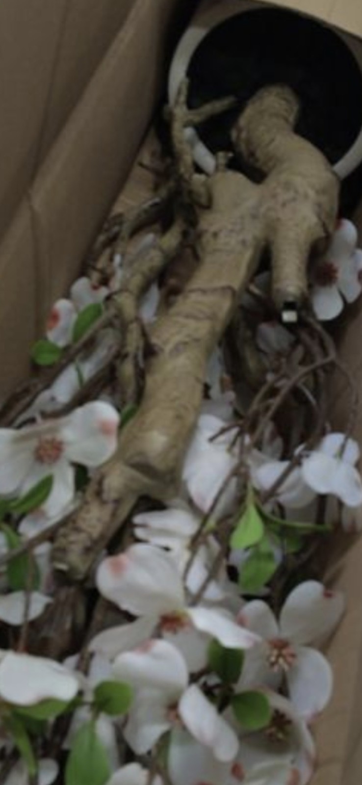 Artificial Dogwood Tree Houseplant White 5ft Potted Plastic Fabric Decor