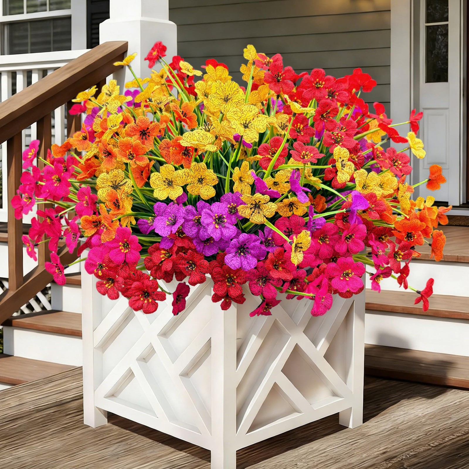 20 Bundles Artificial Flowers for Outdoors,No Fade Fake Silk Flowers with Pla…