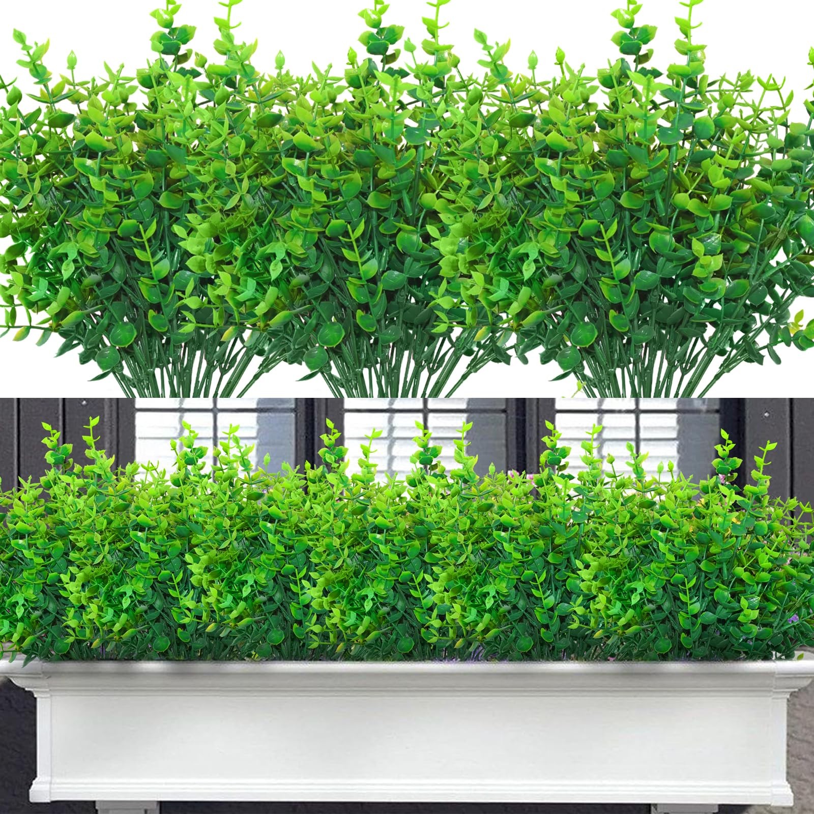12 Pcs Artificial Greenery for Outdoors UV Resistant & Non-Fading Fake Bushes…