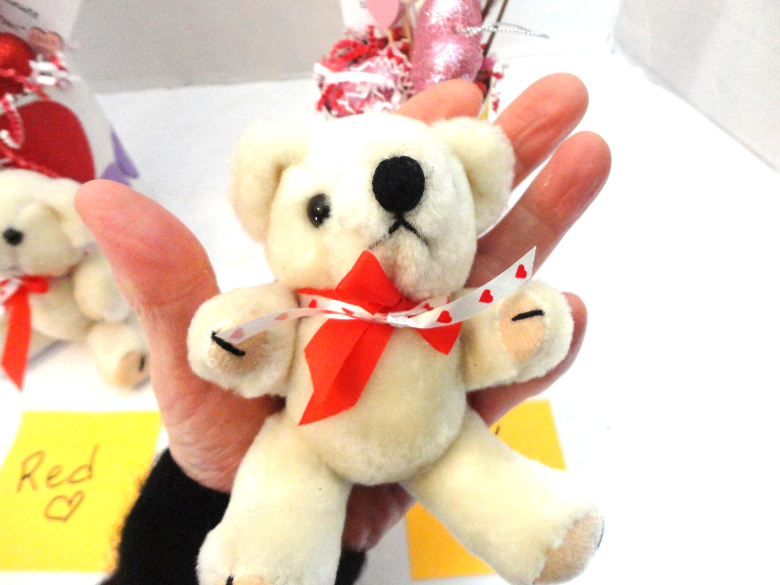 Valentine Small Table Floral Arrangement with Bear ( Handmade)
