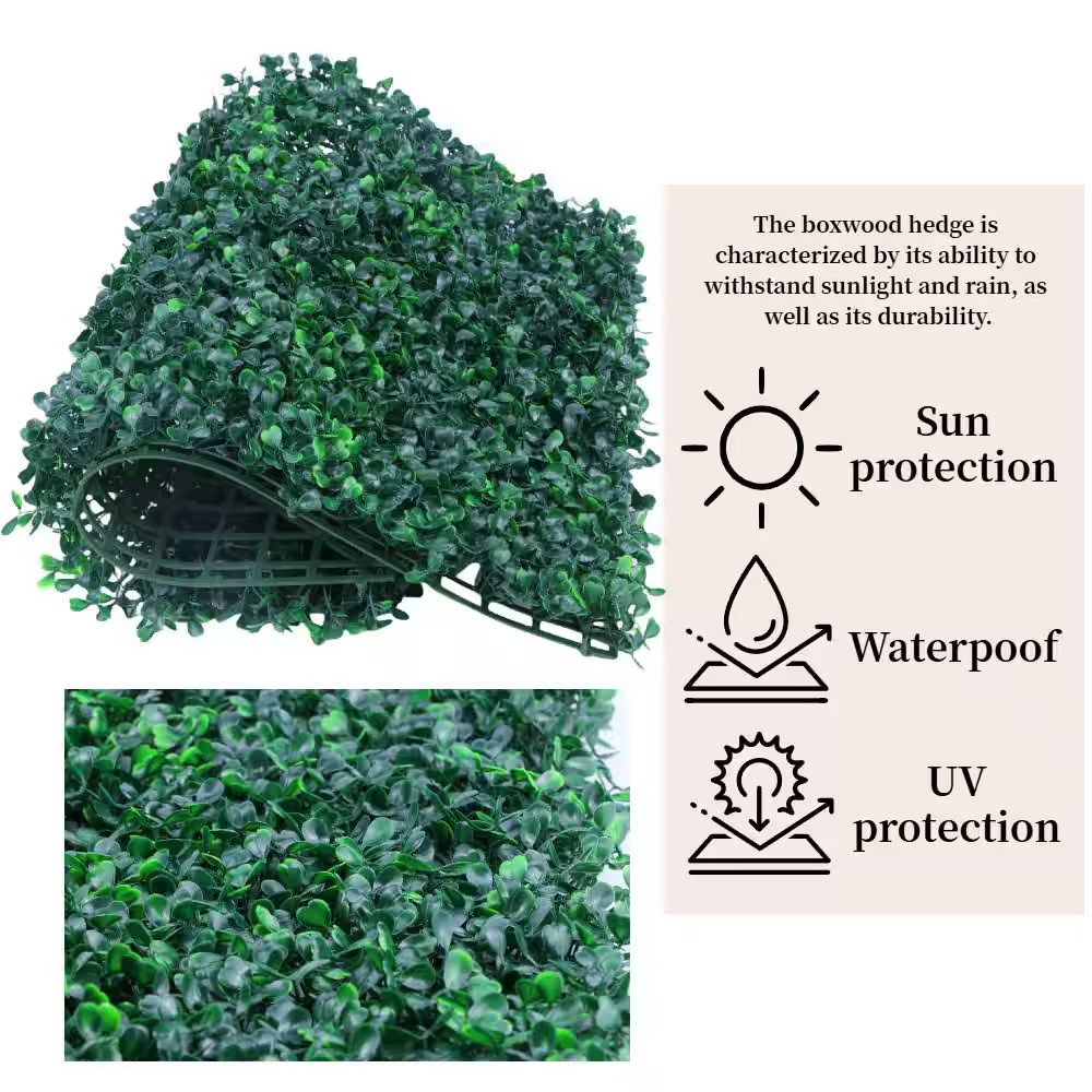 12- Pieces Artificial Grass Wall Panels 20 In. X 20 In. Boxwood Panels Topiary B