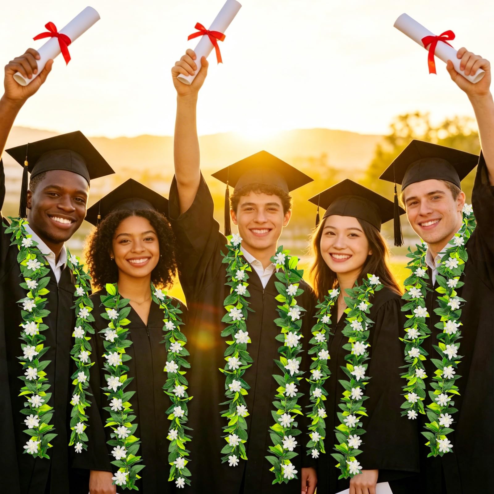 6ft Hawaiian Graduation Lei Traditional Maile Lei with White Tuberose 2026 Gr…