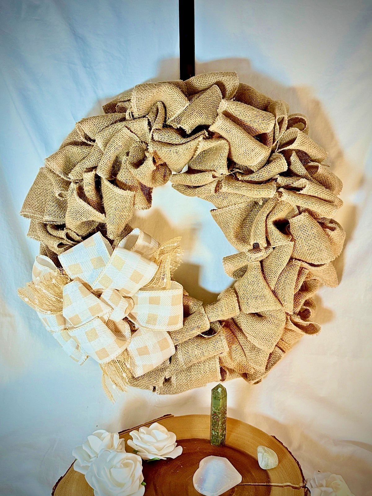 Burlap Wreath – Cozy Cottage Decor – Rustic Door Hanger – Farmhouse Home Decor