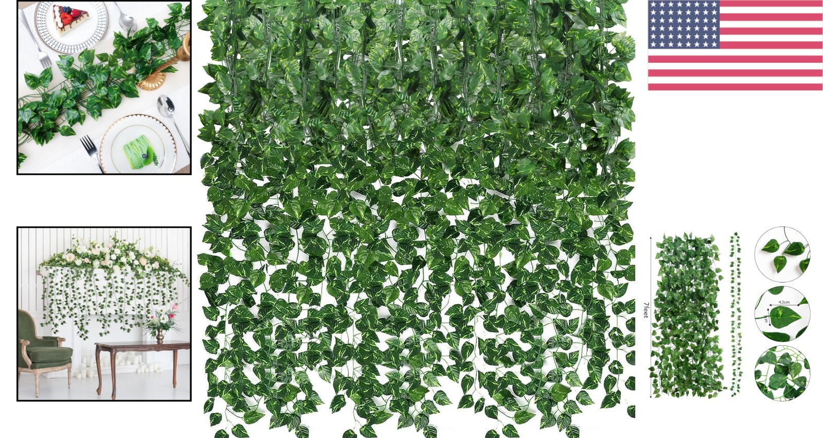 Flexible 36-Piece Ivy Garland – 252ft Silk Vines for Jungle Theme Parties