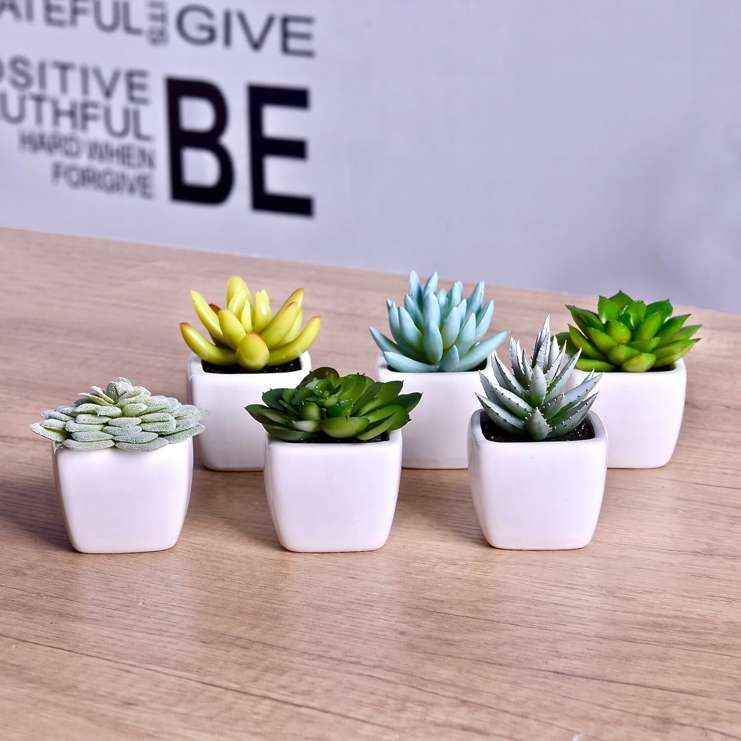 6Pcs Artificial Succulents Plants Indoor Decor in Pots Fake Succulent Plant Faux