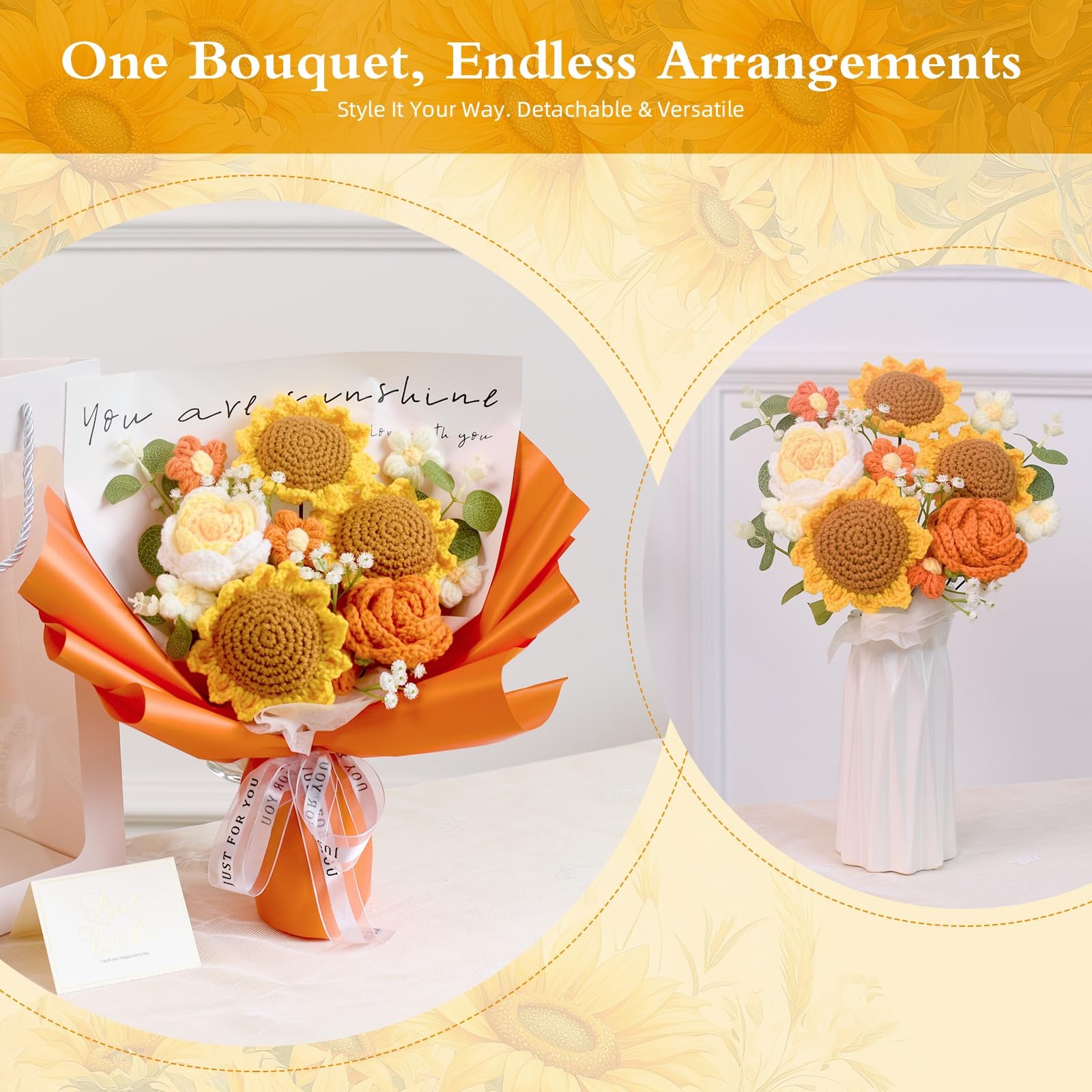 Crochet Flower Bouquet — Send You Sunshine Handmade Crocheted Flowers, 3 Sunf…