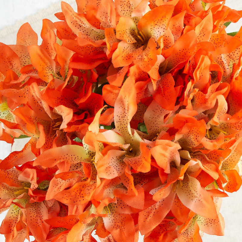 Lot of 3 Orange Artificial Double Lily Bushes