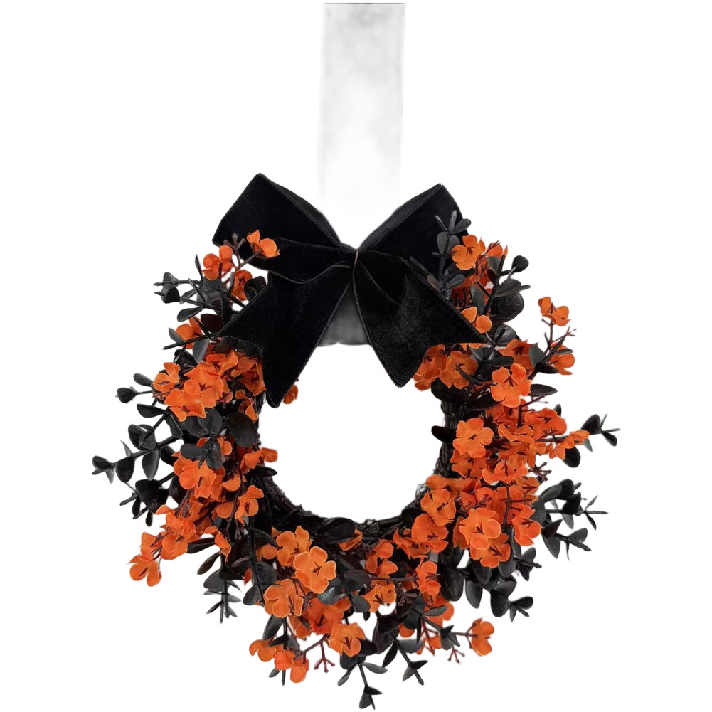Halloween Wreath Festive Wall Hanging Sturdy Plastic Material Lightweight Design