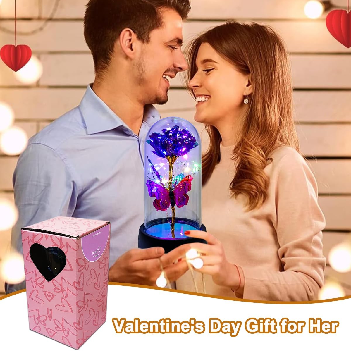 Gift for Women Gift for Mother Forever Rose Light Up Glass Dome Gift, Brand New