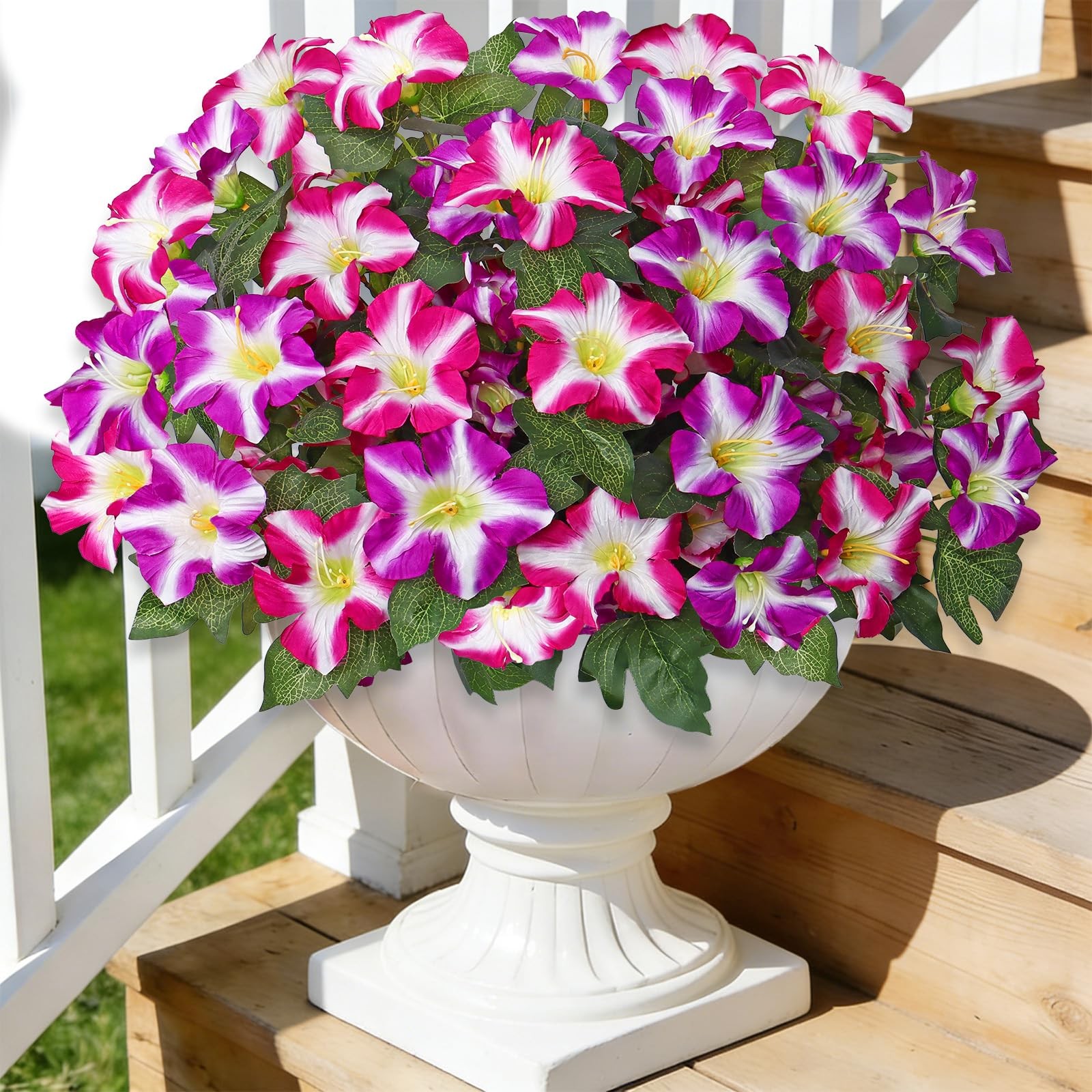 Faux Petunias Artificial Flowers for Outdoors 20.5 inch Large Petunias Fusia …