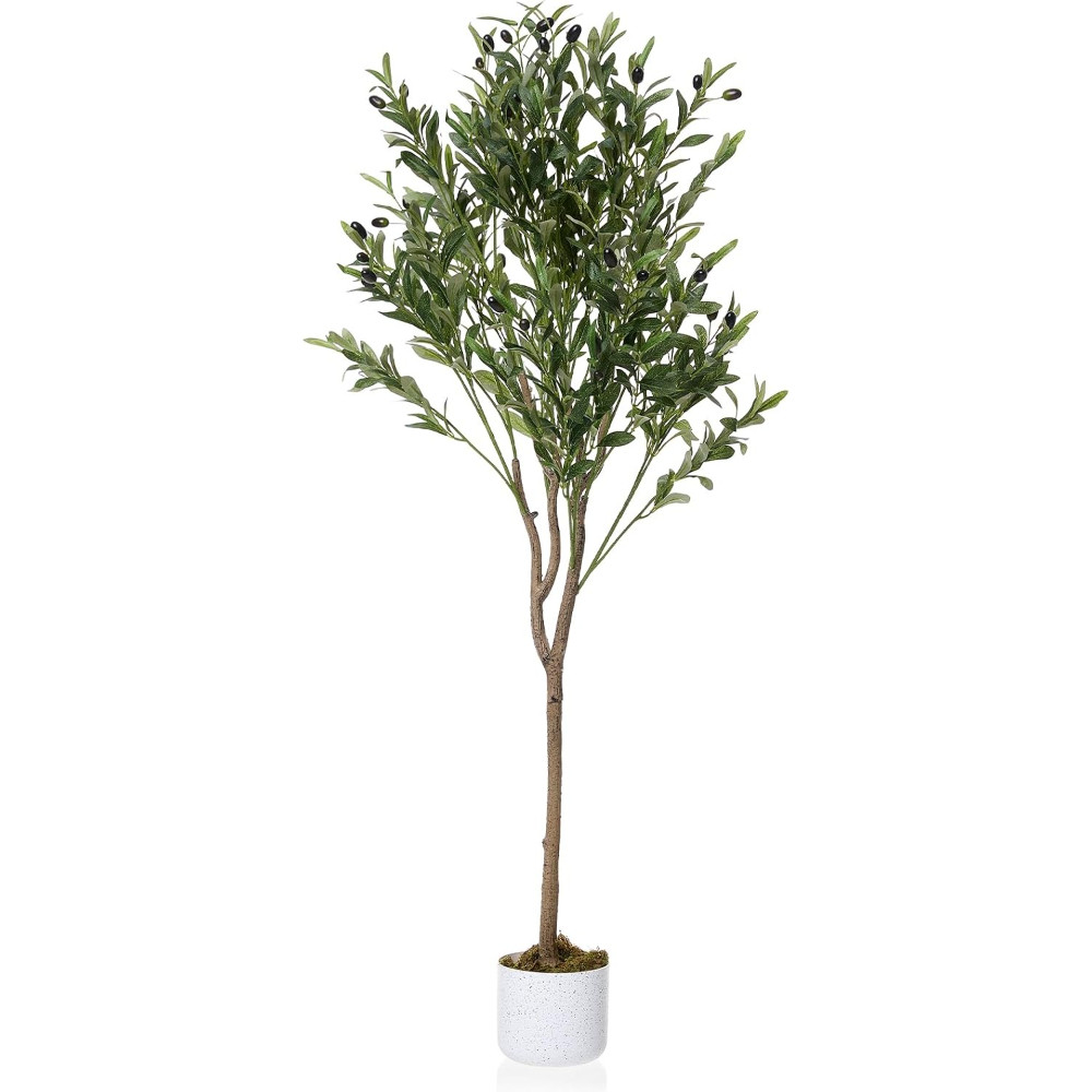 4.2FT Faux Olive Tree with 44 Fruits and Planter for Home Office Indoor Decor