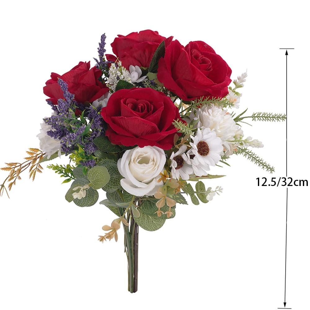 Artificial Flowers Fake Rose & Chrysanthemum Bouquet 12.5”Silk Floral Arrang…