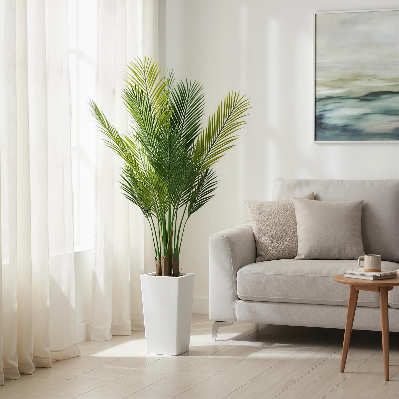 Tall Fake Palm Tree 4.5FT,Realistic Faux Areca Silk Floor Plant for Indoor Decor
