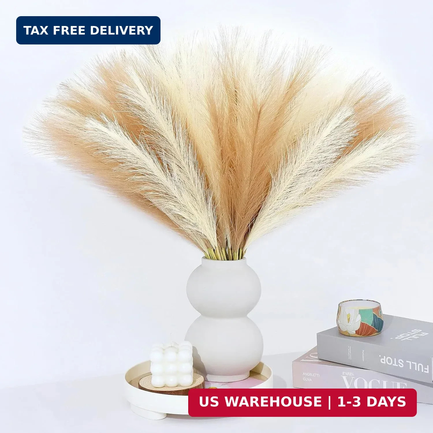 Pampas Grass Decor 30 Pcs 21.7 Inch Faux Brown Pampas Grass Bulk Artificial Drie
