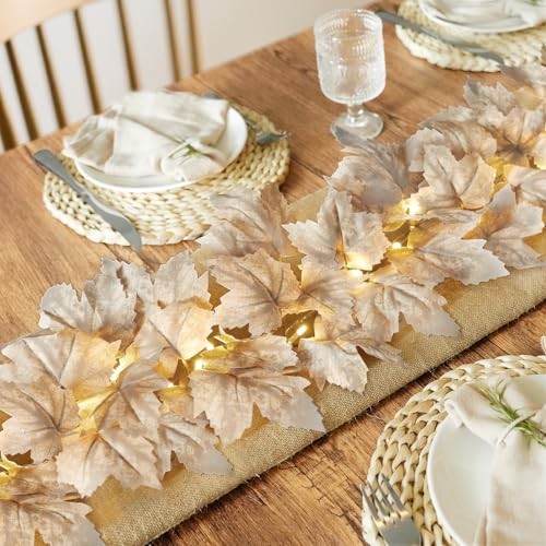 Fall Decor – 2 Pack Fall Garlands – 8.2Ft Fall Maple Leaf Lighted Garlands for