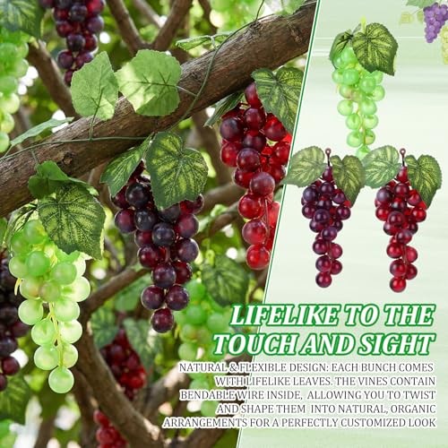 30 Pack Artificial Fake Grapes with 12 Strands Faux Grape Vines Multi Color