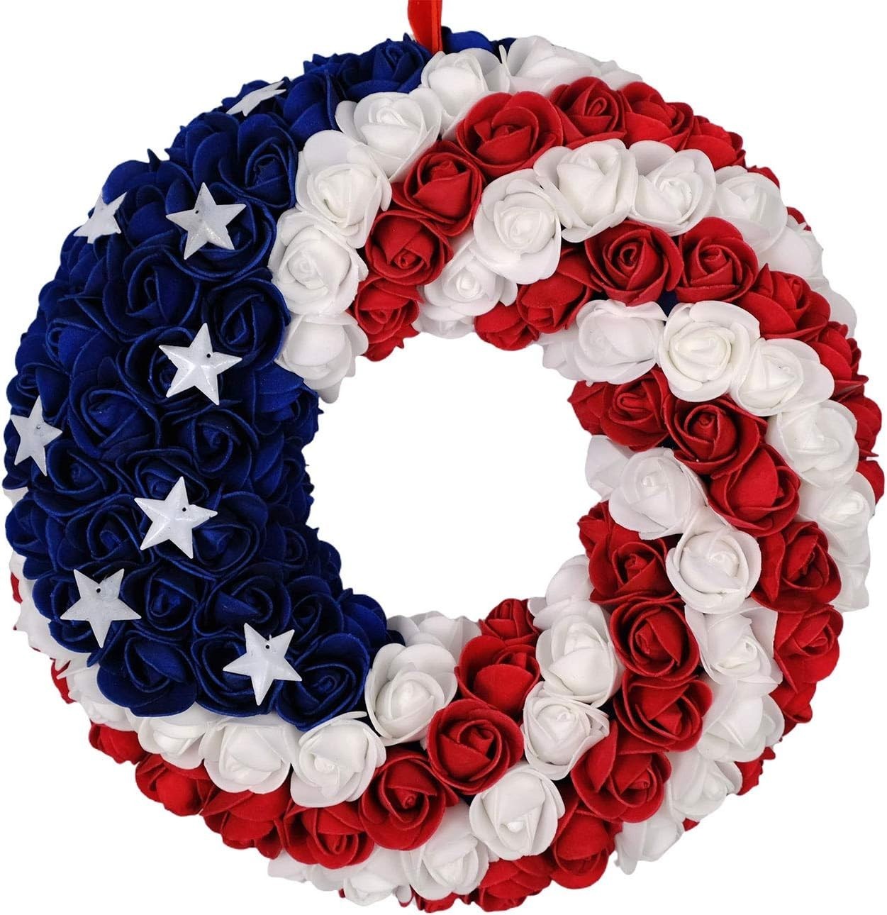 Patriotic Front Door Wreath Americana July 4th Memorial Day Wall Garland